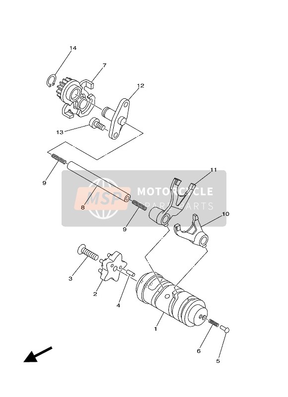 5TNE81200000, Shift Lever Assy, Yamaha, 0